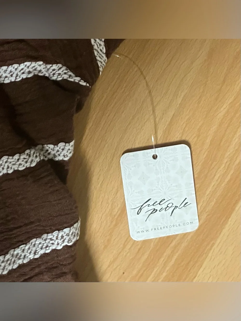 Free People Brown & White Striped Tie-Back Camisole Halter Top: Medium